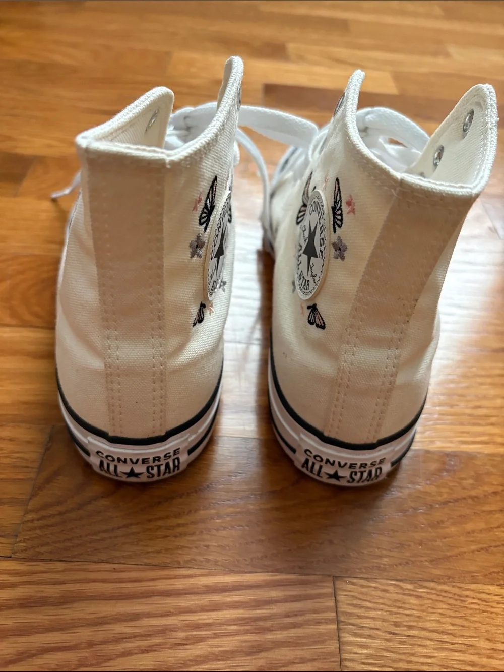 Converse Kids White High-Top Sneakers with Butterfly Accents